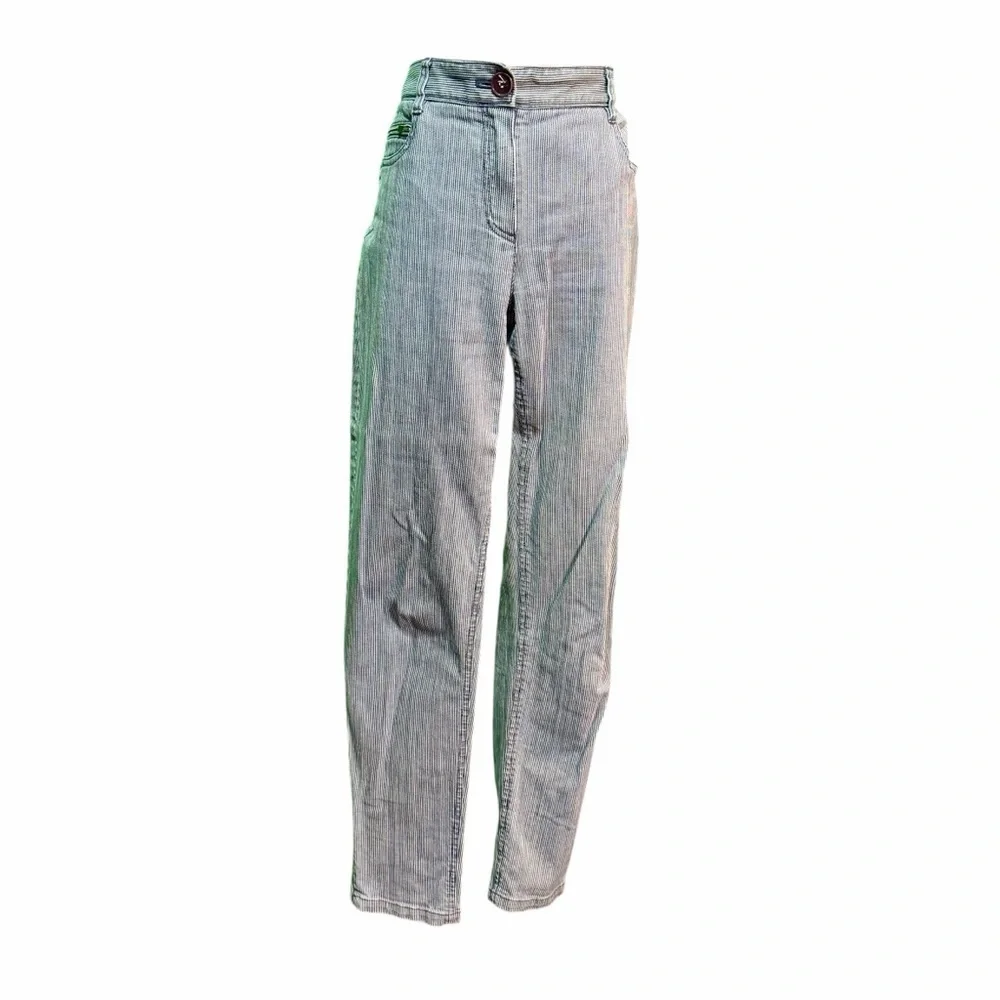 Theory ‘Laurice / Bretagne’ Blue & White Railroad Stripe Skinny Jeans Size 10